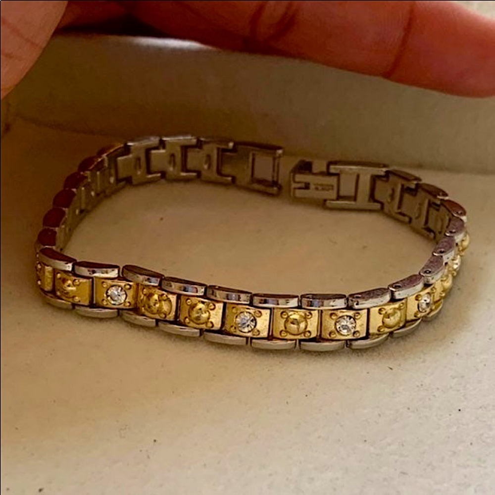 TWO-TONED WRISTWATCH CHAIN BRACELET